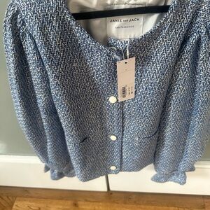 Janie and Jack Textured Blue and White Cardigan